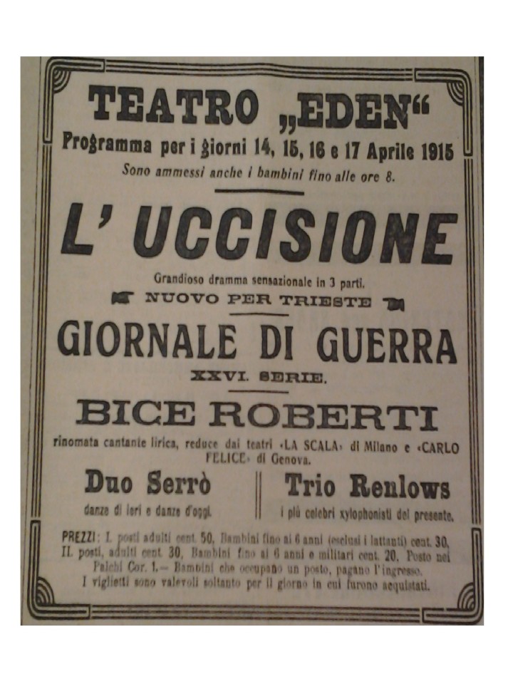 Il Piccolo 14 aprile 1915 FOTO TEATRI